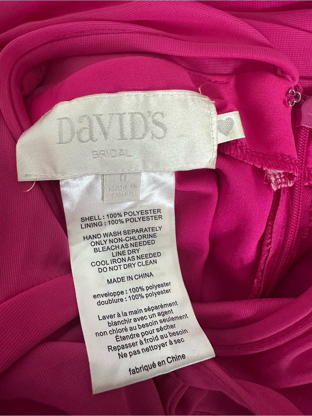 Davids Bridal Sleeveless Long Mesh Dress W/ Illusion Neckline Pink/Fuchsia 0 - Picture 4 of 9